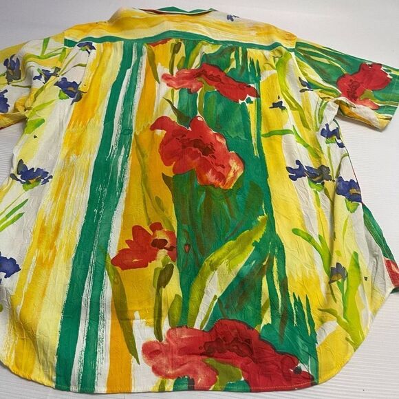Jams World Hawaiian Floral Short Sleeve Button Up Shirt Size Large - Picture 9 of 10